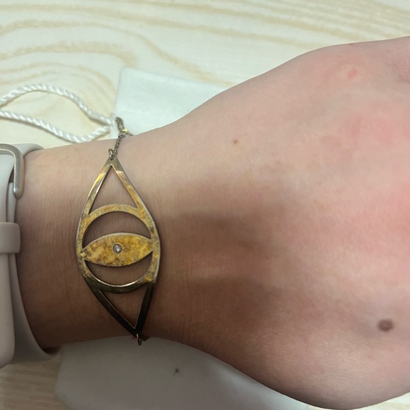 Jennifer Zeuner evil eye gold vermeil bracelet with very small diamond - Picture 2 of 4